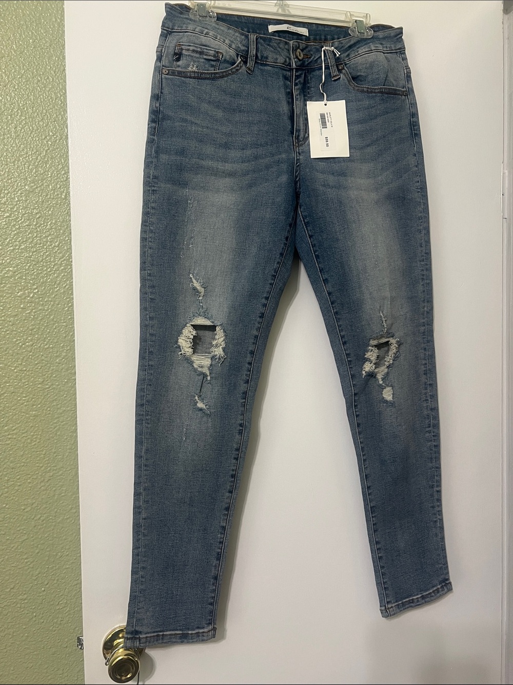 KanCan Washed Blue Distressed Skinny Jeans